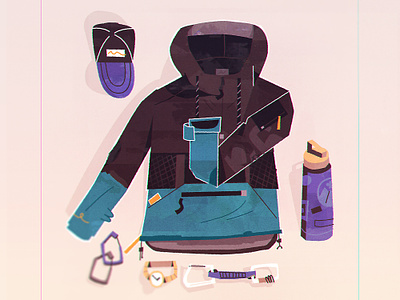 Bodega Packable Anorak anorak boston camping character clothes clothing fashion hat hood hoodie illustration illustrator jacket minimal purple rain simple streetwear texture vector