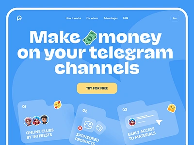 Telegram earning Landing page website daily design homepage illustration landing page ui web webdesign website