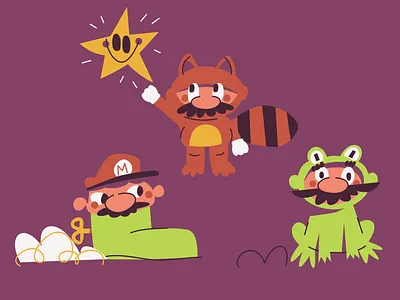 super duper Mario man boot character character design fan art frog illustration illustrator mario mustache nes nintendo racoon simple snes squirrel star super mario switch