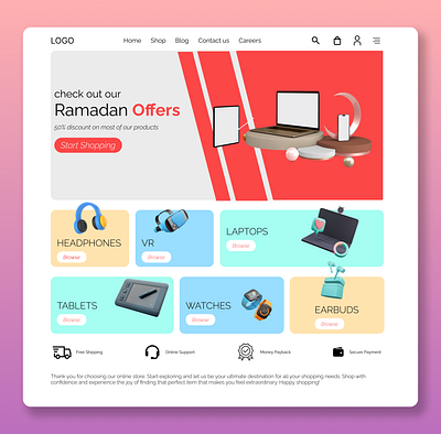 Landing page for an online store design graphic design ui ux