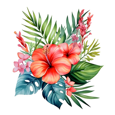 Beautiful Watercolor Tropical Flowers app branding cliparts design floral flowers graphic design illustration logo ui ux vector watercolor