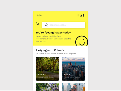 GoMood Travel App android app mobile travel ui yellow