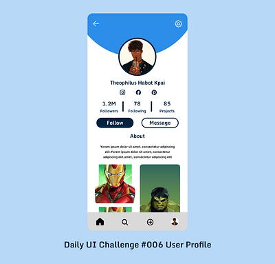 Daily UI User Profile 006 branding dailyui design graphic design illustration logo ui ui uiux uidesign userprofile ux vector