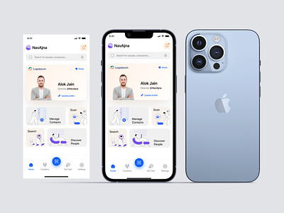 NavAjna - iOS App app design digital contacts figma ios ios app design product design professional networking ui ui design user experience user interface ux