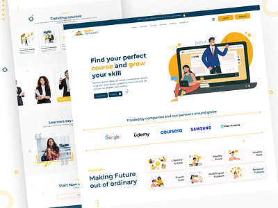 E-Learning Platform Landing Page courses design education educational platform edusmart elearning growth landingpage lesson mentors modern onlineclass product smartlearning study training ui ux website websitedesign