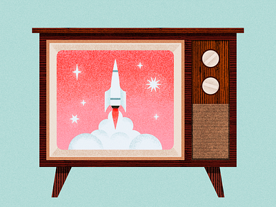Rocket Launch Live adobe illustrator illustration launch nasa retro rocket space spaceship television tv vector