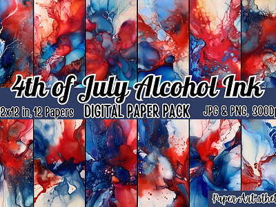 4th of July Alcohol Ink Digital Paper 4th of july paper alcohol ink graphic design illustration patriotic paper