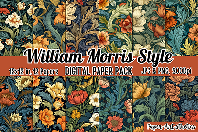 William Morris Style Digital Paper william morris william morris flowers