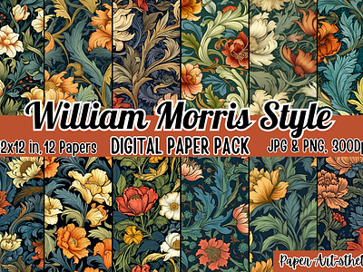William Morris Style Digital Paper william morris william morris flowers