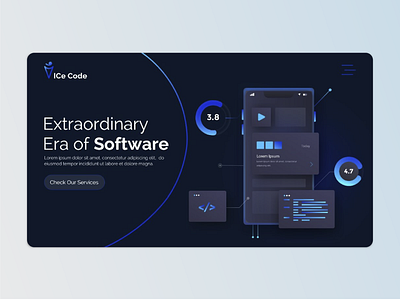 Ice Code Landing Page company profile creative tech technology ui uiux creative designs ux