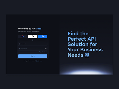 APIMaze - Sıgn In Page dark design graphic design light log in sign in ui ui design ux web