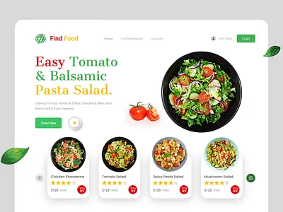Slad healthy food - Landing page. chef cooking delivery eat eating food food and drink food delivery food delivery landing page food order foodie landing page menu restaurant salad uiux web web design website website design