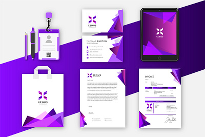 Xenus Stationary brand brand identity branding company profile design graphic design guideline identity illustration logo stationary ui ux