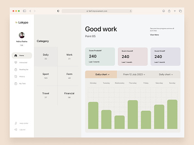 Dashboard Daily | Exploration accountant activity app application clean daily dashboard design green home landing page mobile money ui uidesign ux web website work yellow