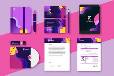 Kondorr Stationary brand brand identity branding company profile design graphic design guideline identity logo portfolio stationary ui