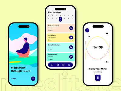 Zenote - Mindfulness App 3d adobe app design designchallenge figma illustration meditationapp mindfulness minimaldesign minimaldesigner productdesign typography ui uidesign uiux userinterface ux vector