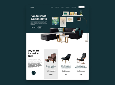 Furniture Website Landing Page design furniture illustration landingpage ui uidesign userexperience ux website