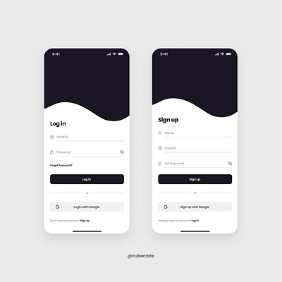 Minimal Login Signup screen UI Design app mobileui ui ux