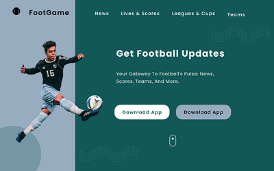 footbal landing page app design ui ux web website