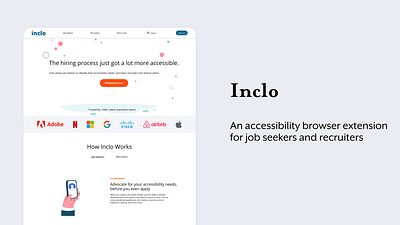 Inclo accessible design browser extension design graphic design inclusive design ui user research ux web design