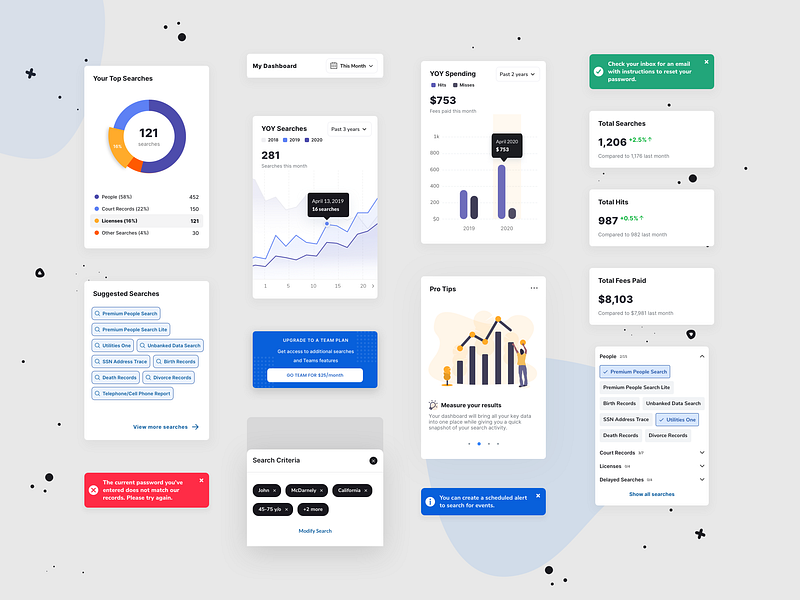 Cards and UI Components — Light Theme card ui cards charts components dashboard data visualization design exploration insights metrics mobile app pills product design responsive design ui ui components ux visual exploration