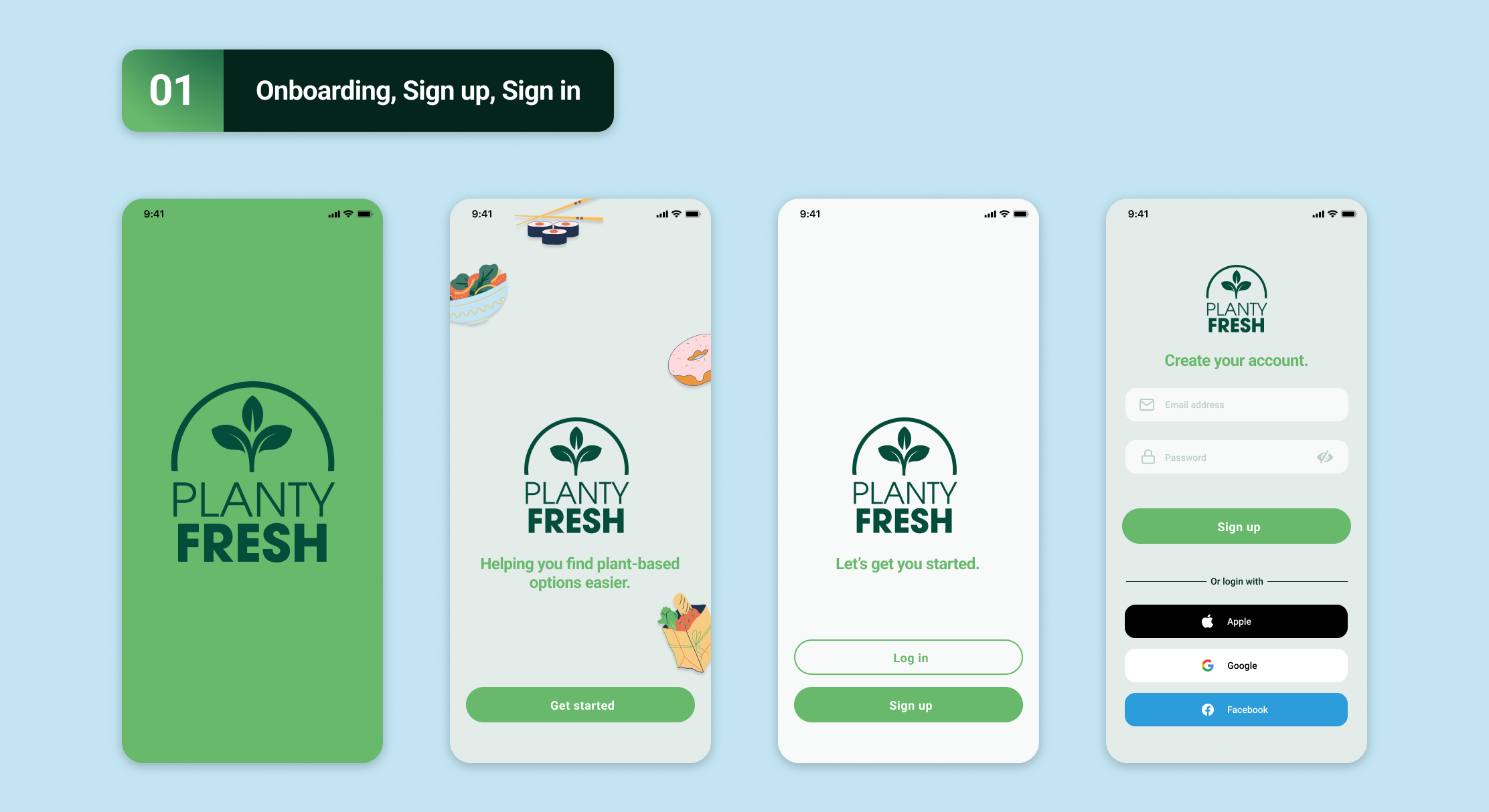 Planty Fresh, High Fidelity mockups, UX, UI, mobile app