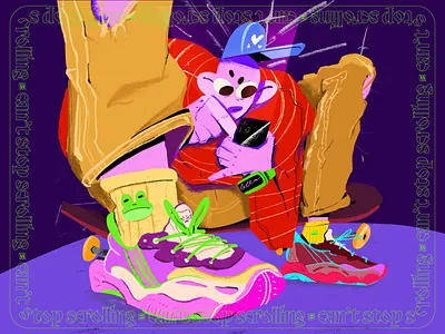 Scrolling character design fashion illustration ipad pro phone poster procreate shoes skate sneakers