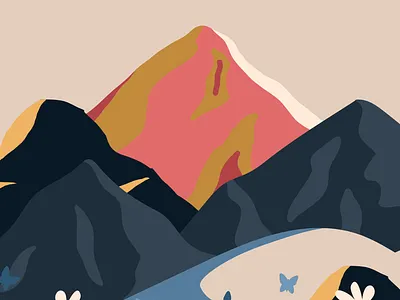 Mountain Flowers abstract design flower illustration landscape minimalist mountain nature pop art print