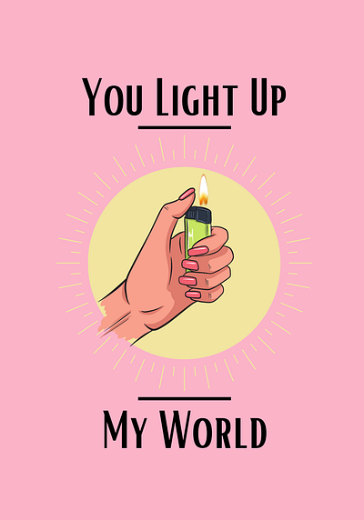 Light Up My World design illustration light minimalism minimalist pink pop art print slogan text wall art yellow