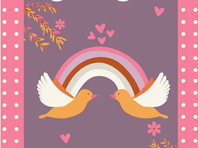 Birds and Rainbows birds botanical card design flowers hearts illustration maximalism minimalism minimalist pop art print rainbow wall art whimsical