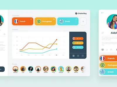 Chatterbug Language App UI app design dailyui design language app ui