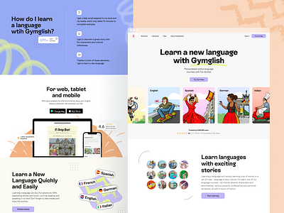 A website concept for a language school design education english illustration interface ui