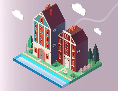 Isometric houses design home sweet home houses illustration isometry vector