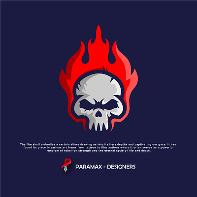 Skull logo branding esport fire gaming graphic design logo mascot red skull