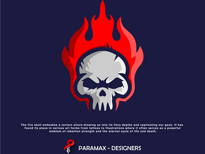 Skull logo branding esport fire gaming graphic design logo mascot red skull