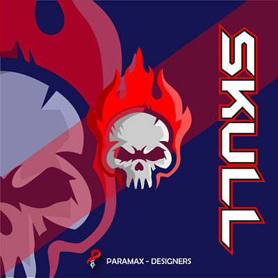 Skull Logo branding esport fire gaming graphic design logo mascot red skull