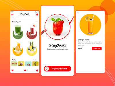 Fruit Juice App UI app branding design graphic design ui ux