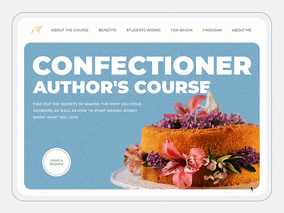 Landing page for confectionery course branding cakes confectionary course dailyui design figma illustration landing logo ui ui design uiux design ux website