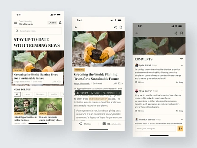 Info. - News Mobile App app design light mode mobile news news app newsletter read reading social trending ui uiux