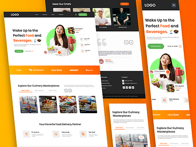 Food and Beverages Website - Landing Page branding design graphic design typography ui ux