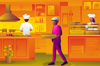 Food delivery illustration chef food delivery illustration kitchen takeout web