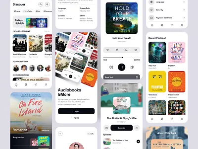 Audiobook Mobile App app design audio audio app audio player book store clean dark graphic design home screen image listen minimalist mobile music orange playlist store uiux unspace