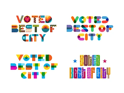 Voted Best Of City brand brand identity branding calligraphy city colorful custom font futuristic illustration lettering logo logotype rainbow retro sans typography voted