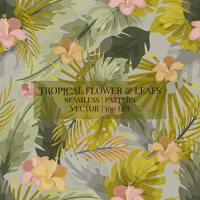 Seamless Tropical Flowers 300 dpi background banana leafs design fabric floral graphic design green high resolutions illustration leafs monstera nature pattern repeat seamless tropical vector wallpaper