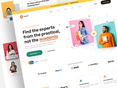 Online Tutoring - Landing Page clean education app education landing pag elearning elearning app elearning dashboard elearning website learning online mentor mentor app online class online course teacher website teaching tutor app tutor website tutoring ui design web design website
