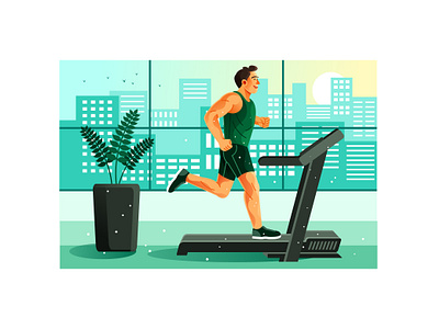 Gym Rat / A cartoon rat works out on the treadmill. Stock Vector