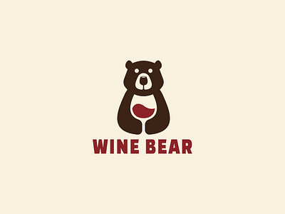 Wine Bear Logo bear logo branding creative design graphic design identity illustration logo logo maker logos negativespace logo vector wine logo