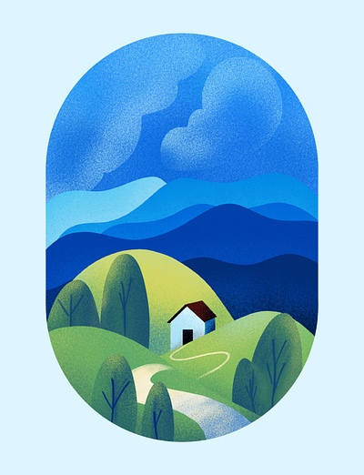 The House on a Hill abstract flat illustration illustrator procreate