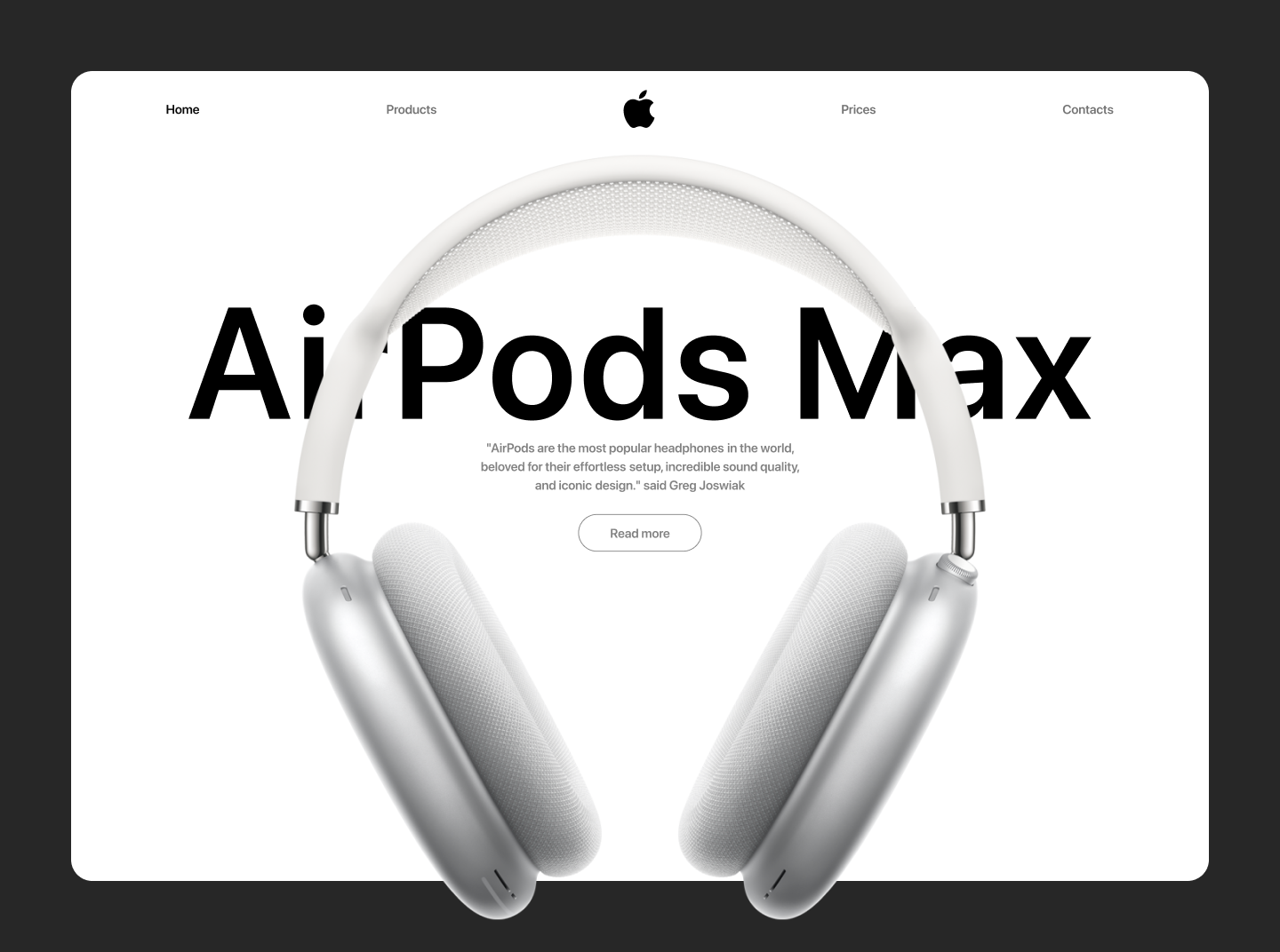Airpods Max website design landing page ui web design