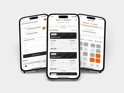 Entrain - Train Ticket Mobile App booking booking app e ticket mobile app online ticket payment rail ticket ticketing train train app train ticket ui design ui kit